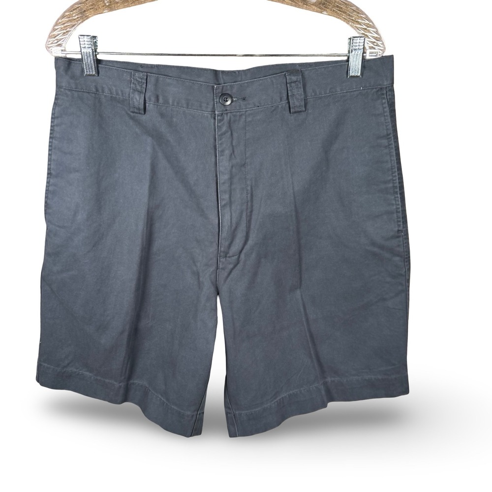 Haggar Mens Size 34 Chino Short Dark Gray Charcoal Flat Front Casual Minimalist